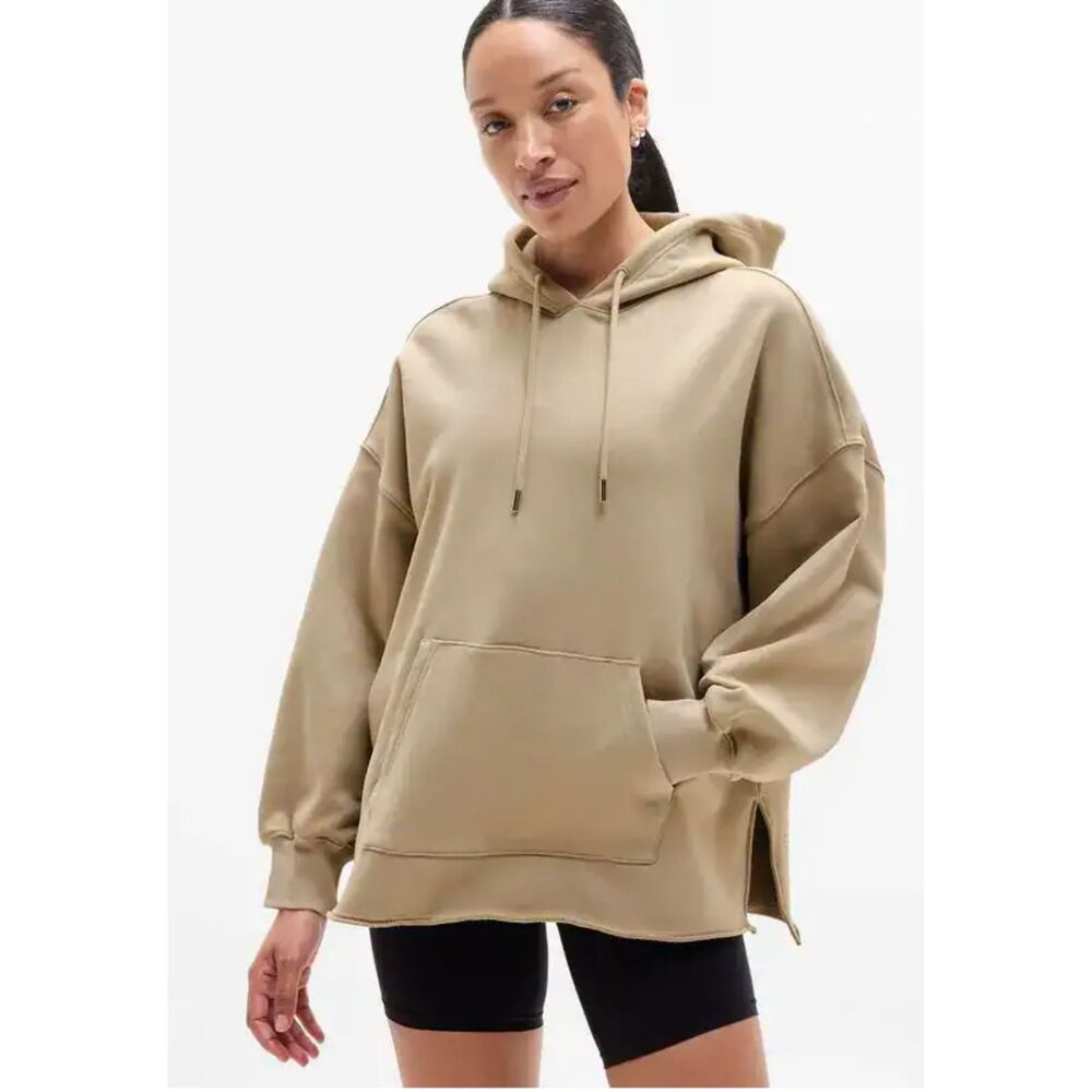 Athleta Beige Heavyweight Terry Oversized Hoodie Cozycore Grunge Loungewear XXS